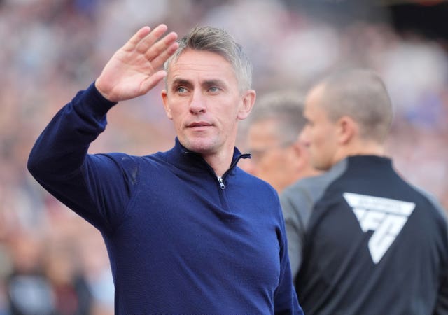 Ipswich Town manager Kieran McKenna waves to the crowd