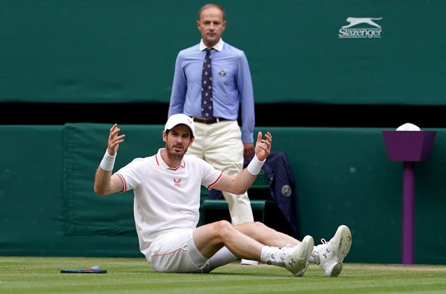 Andy Murray slipped twice during the first two games