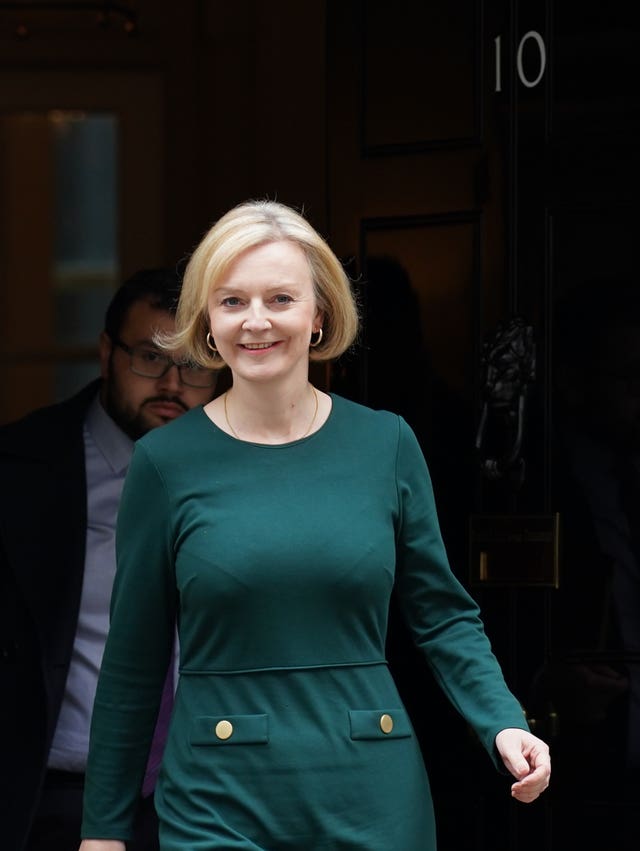 Prime Minister Liz Truss departs 10 Downing Street, Westminster, London, to attend Prime Minister’s Questions at the Houses of Parliament 
