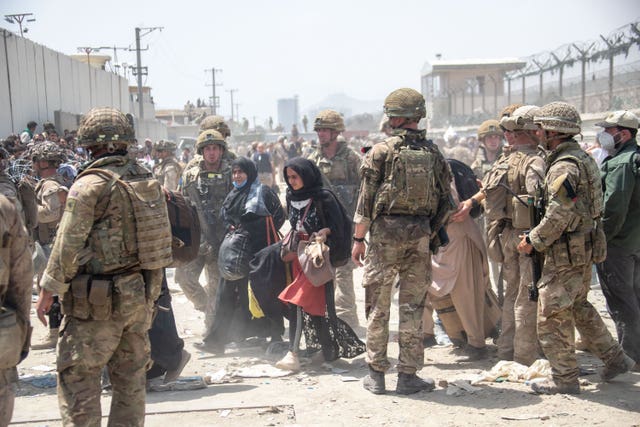 Members of the British and US military are engaged in the evacuation of people from the Afghan capital Kabul