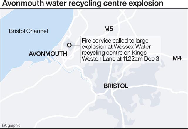 Graphic locates large explosion at Wessex water recycling centre