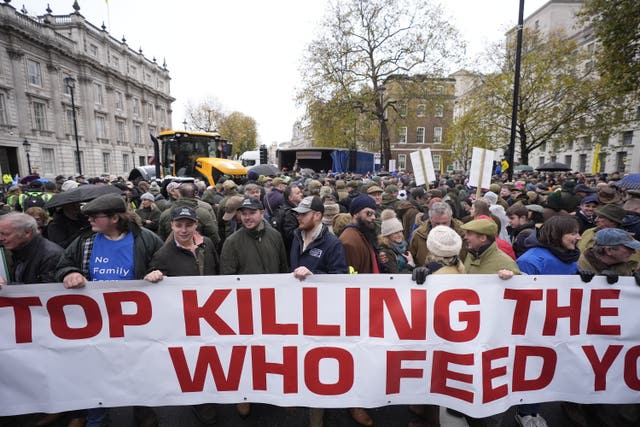 Farmers protesting in central London over the changes to inheritance tax rules 