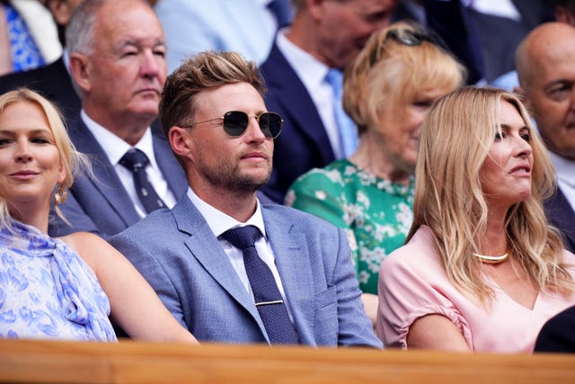 Joe Root in the Royal Box on day eight of Wimbledon