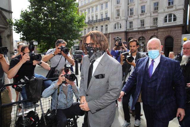 Actor Johnny Depp arrives at the High Court in London