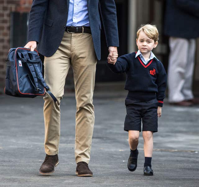 Prince George arrives at Thomas’s Battersea in London (Richard Pohle/The Times)