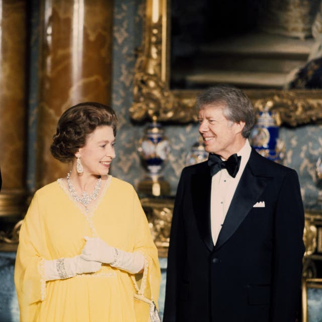 Jimmy Carter with the Queen at a State Dinner at Buckingham Palace in 1977