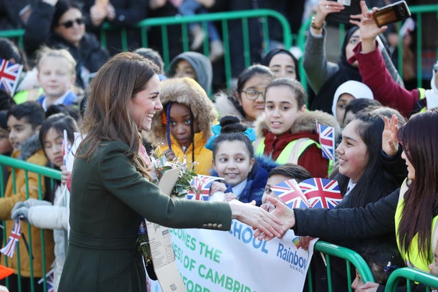 The duchess spoke to well-wishers outside City Hall