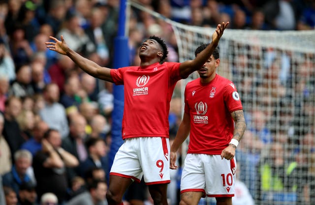 Taiwo Awoniyi, left, also scored twice for Nottingham Forest 