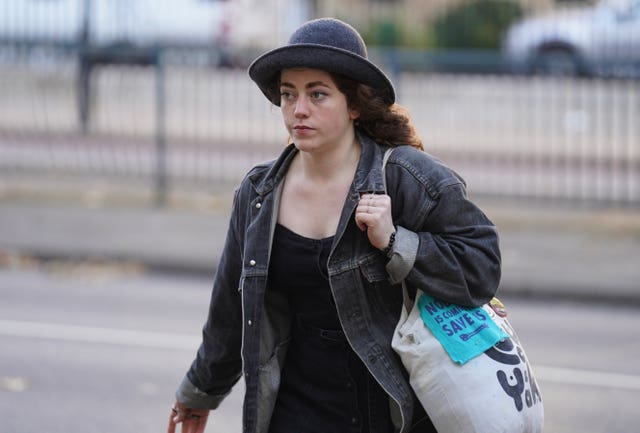 Just Stop Oil protester Emily Brocklebank arrives at Westminster Magistrates’ Court