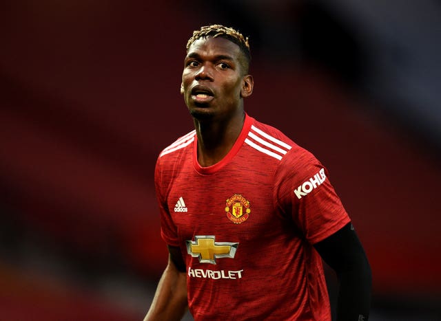 Paul Pogba wearing the red colours of Manchester United