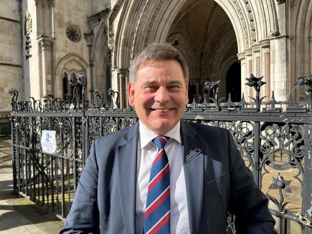 Andrew Bridgen outside the Royal Courts of Justice, London, after an earlier hearing in his libel claim (Tom Pilgrim/PA)