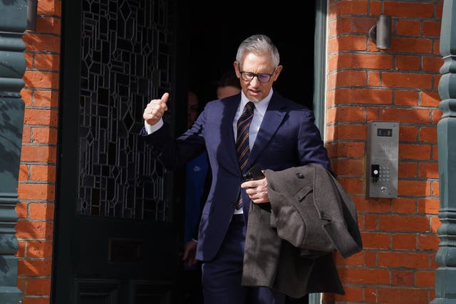 Gary Lineker outside his home in London 