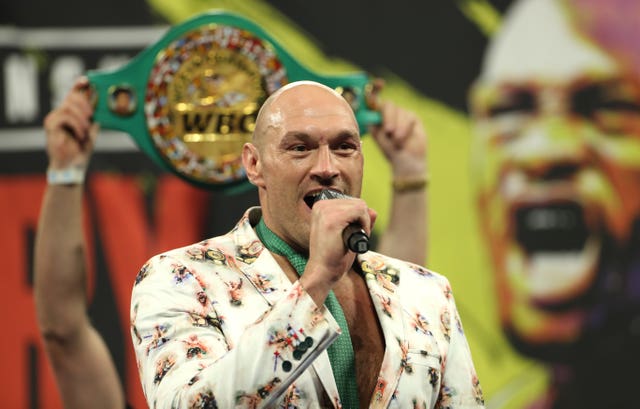 Tyson Fury during the post-fight press conference
