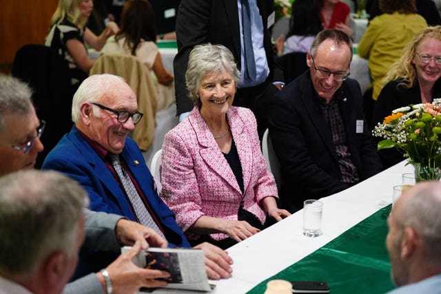 Catherine Connolly meets guests during a visit to Leeds Irish Centre