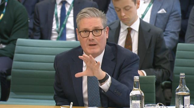 A screen grab of Sir Keir Starmer appearing before the Commons Liaison Committee