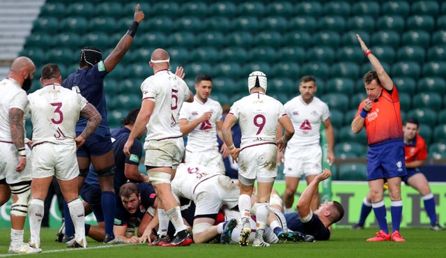 Jack Willis scores his try against Georgia