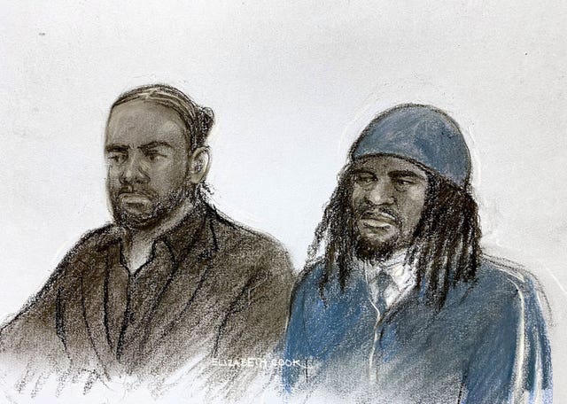 Court sketch of accused men