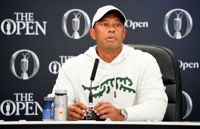 Tiger Woods sat in a press conference at The Open 