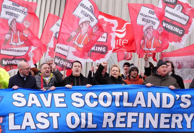 Grangemouth protest outside Scottish Labour conference