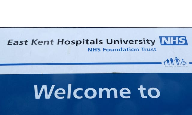 An East Kent Hospitals University NHS Foundation Trust sign