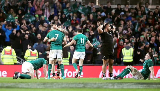Ireland celebrate their win against New Zealand