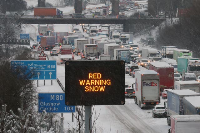 Hundreds of motorists were stuck on Scotland's roads last week (Andrew Milligan/PA)