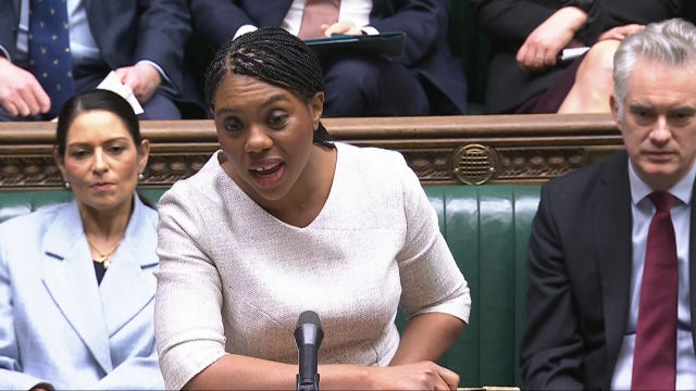 Conservative Party leader Kemi Badenoch speaking during Prime Minister’s Questions in the House of Commons