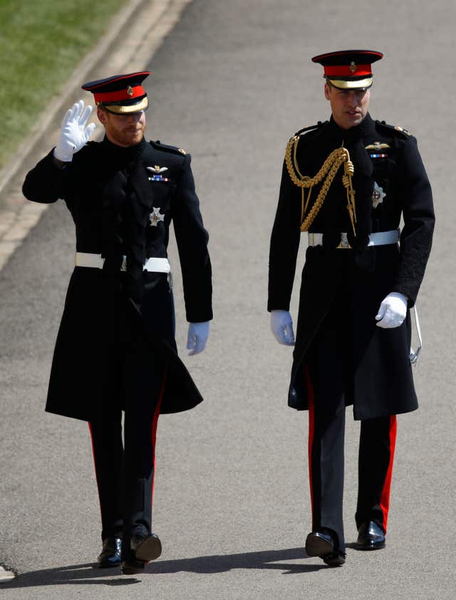 Prince Harry and the Duke of Cambridge arrive (Odd Andersen/PA)