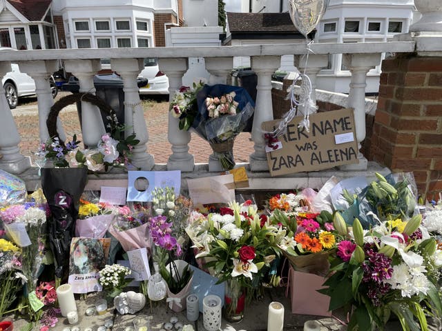 Floral tributes left at the scene on Cranbrook Road 