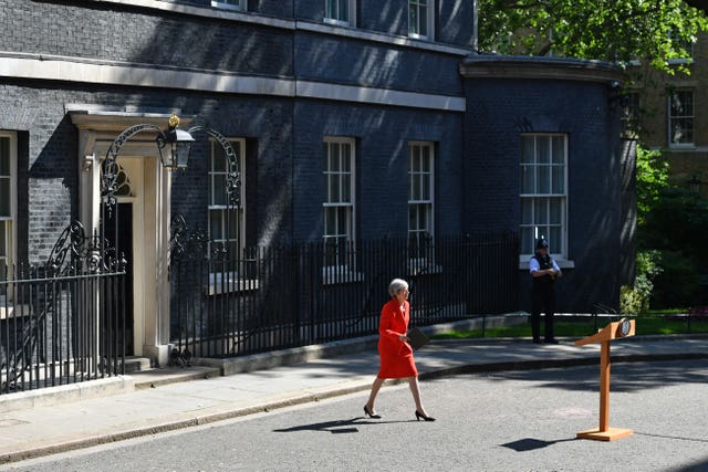 Prime Minister Theresa May making a statement outside 10 Downing Street 