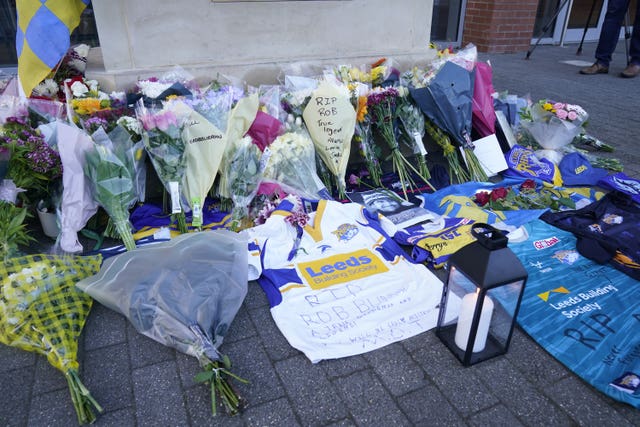 Flowers, messages and other tributes left at Headingley