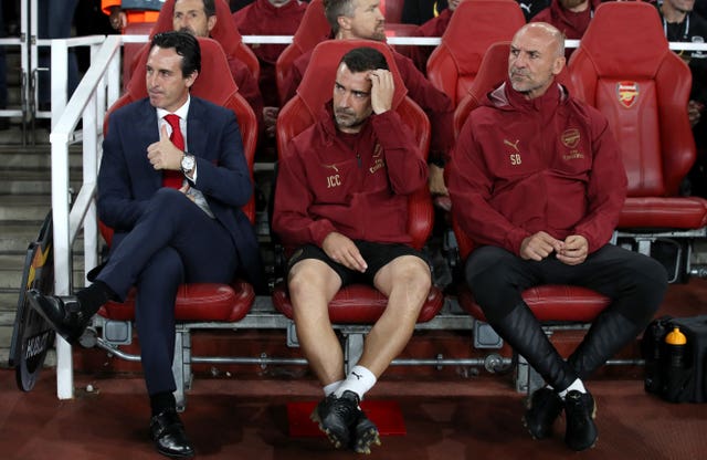 Unai Emery was left frustrated by two late goals against Arsenal 