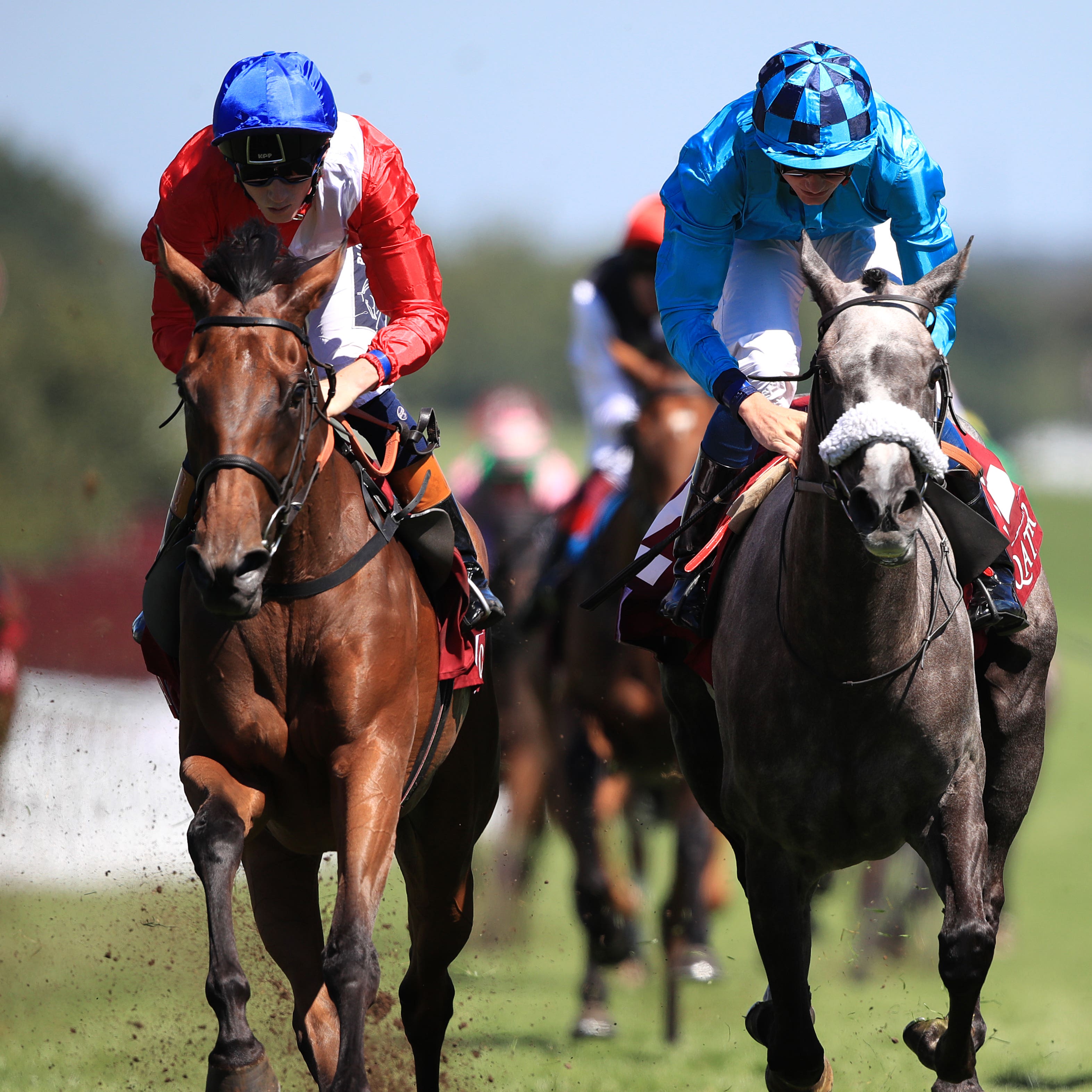 Pilaster (left) gets up to win the Lillie Langtry Stakes at Goodwood