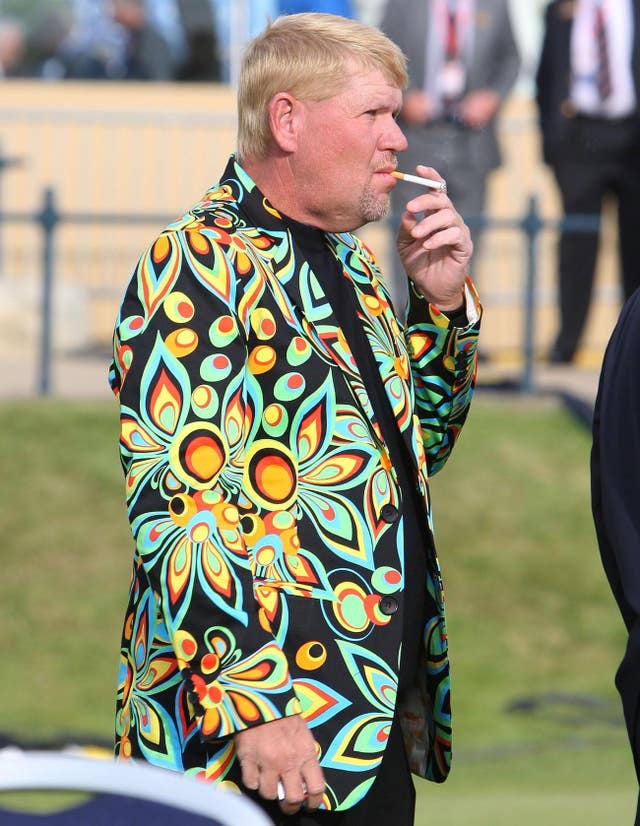 John Daly, wearing a flamboyant jacket. having a smoke at St Andrews in 2010.