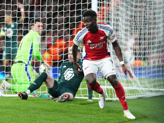 Bukayo Saka scored twice for Arsenal 