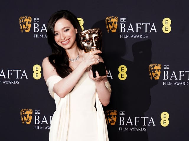 Mikey Madison in the press room after winning the best actress in a leading role award for Anora during the 78th British Academy Film Awards at the Royal Festival Hall, Southbank Centre, London