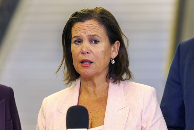 Mary Lou McDonald speaks to journalists