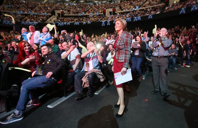 Nicola Sturgeon smiling in a large crowd