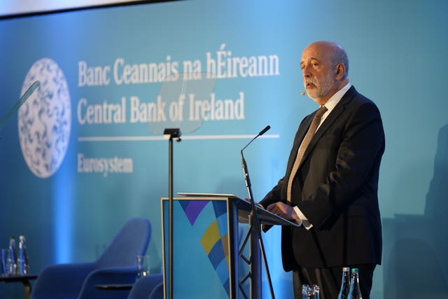 Governor of the Central Bank of Ireland Gabriel Makhlouf speaking at the Central Bank of Ireland Financial System Conference, at the Aviva Stadium, Dublin