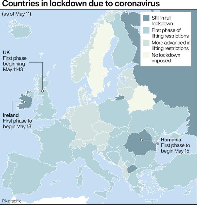 Countries in lockdown due to coronavirus