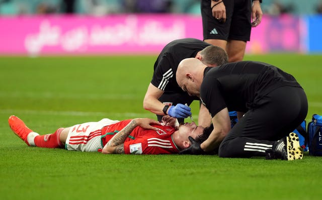 Wales defender Neco Williams suffered a head injury against England