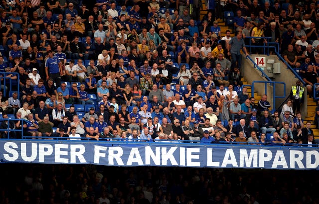 Chelsea fans showed their support for Lampard at Stamford Bridge