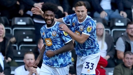 Port Vale’s Ellis Harrison (left) celebrates with team-mate Dennis Politic after scoring their side’s first goal of the game from the penalty spot during the Sky Bet League One match at Pride Park Stadium, Derby. Picture date: Saturday October 8, 2022.