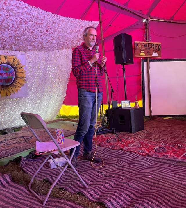 Roger Hallam at Glastonbury Festival 2022