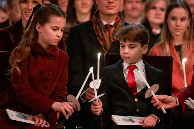 Princess Charlotte and Prince Louis during the 2024 Together At Christmas carol service at Westminster Abbey