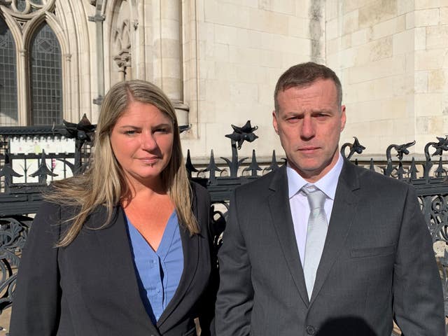 Allyn and Jenny Condon outside the Royal Courts of Justice