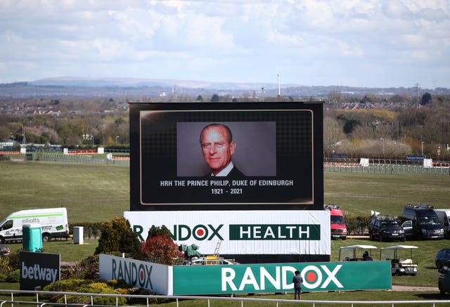 A tribute on a big screen at Aintree (Tim Goode/PA)