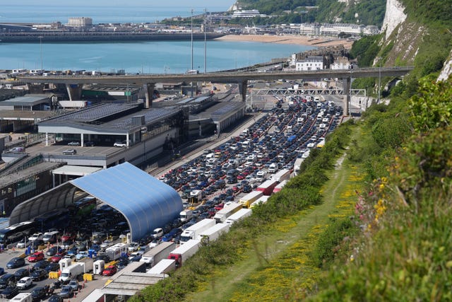 Vehicles queueing at Port of Dover