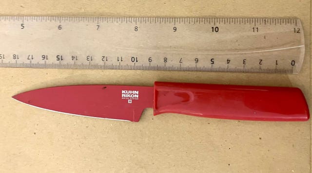 A knife used by Damien Byrnes to remove the penis of Marius Gustavson