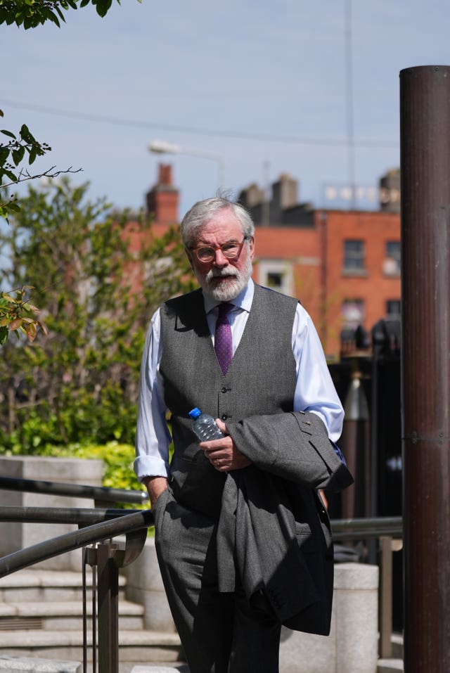 Former Sinn Fein president Gerry Adams outside the High Court in Dublin